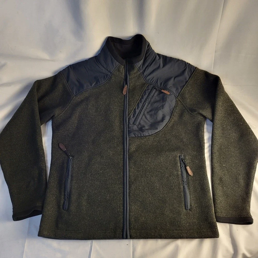 Justin Charles Men's Sm Wool Blend Full Zip Jacket Dark Green Black Canada